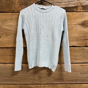 Peter Millar Cashmere/Silk cable knit crewneck sweater, baby blue, small